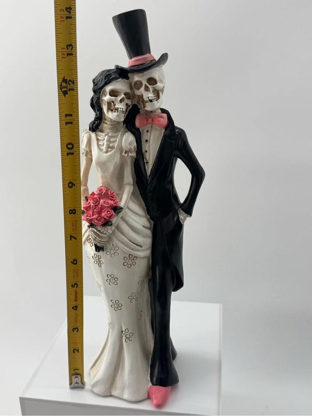 Gothic Skeleton Bride & Groom Cake Topper in Black, White & Pink